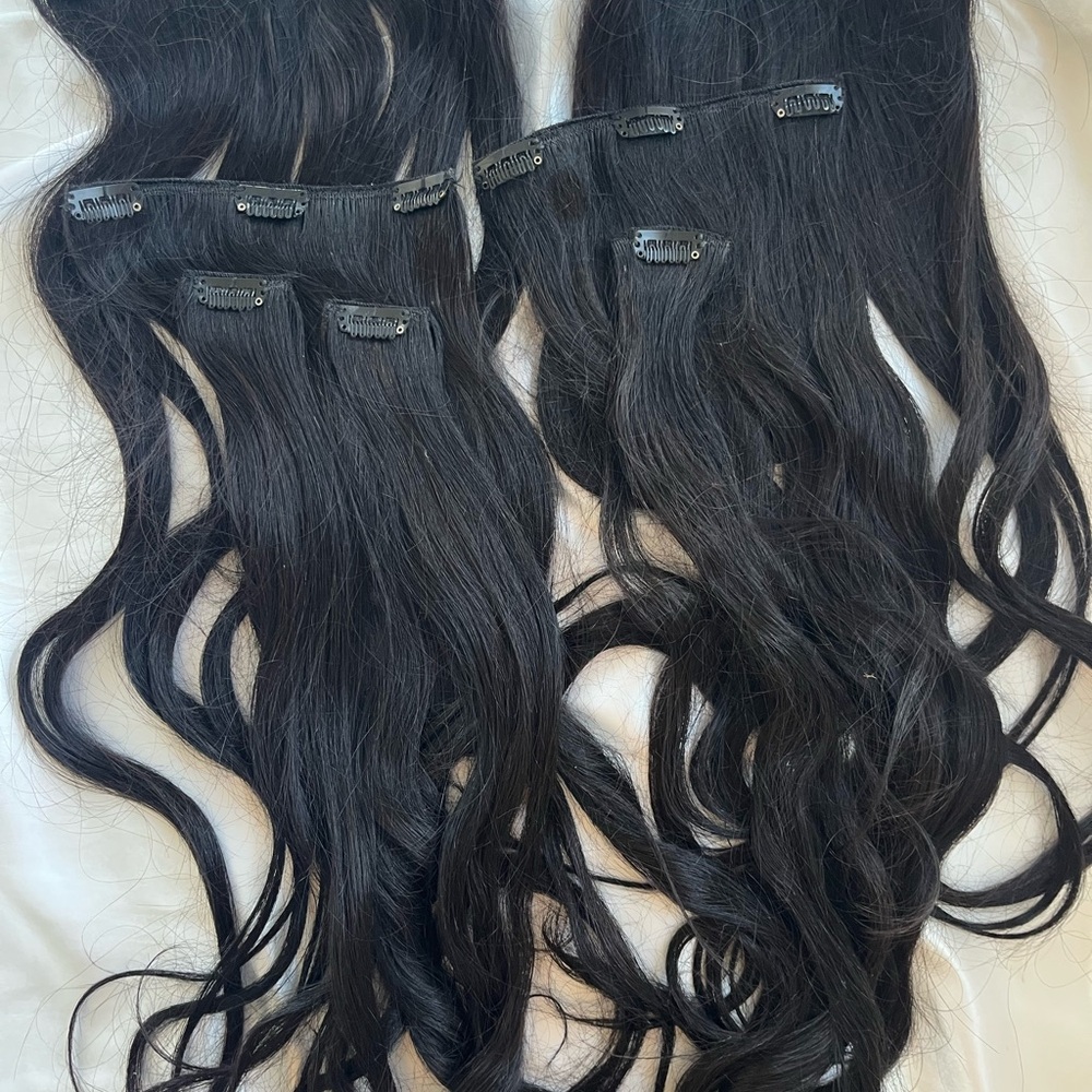 Real Black Hair Extensions - Human Hair